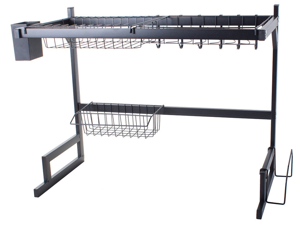 Diskställ över diskho med bestickhållare 6 krokar svart 65,5 cm