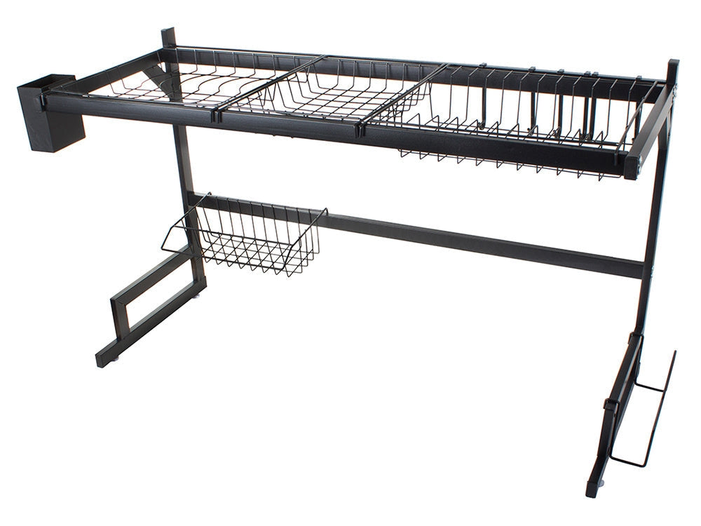 Diskställ över diskho med bestickhållare 6 krokar svart 85 cm