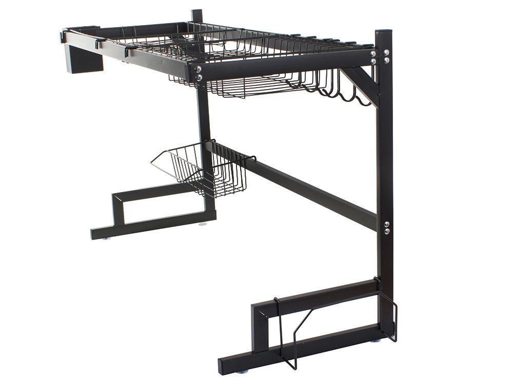Diskställ över diskho med bestickhållare 6 krokar svart 85 cm