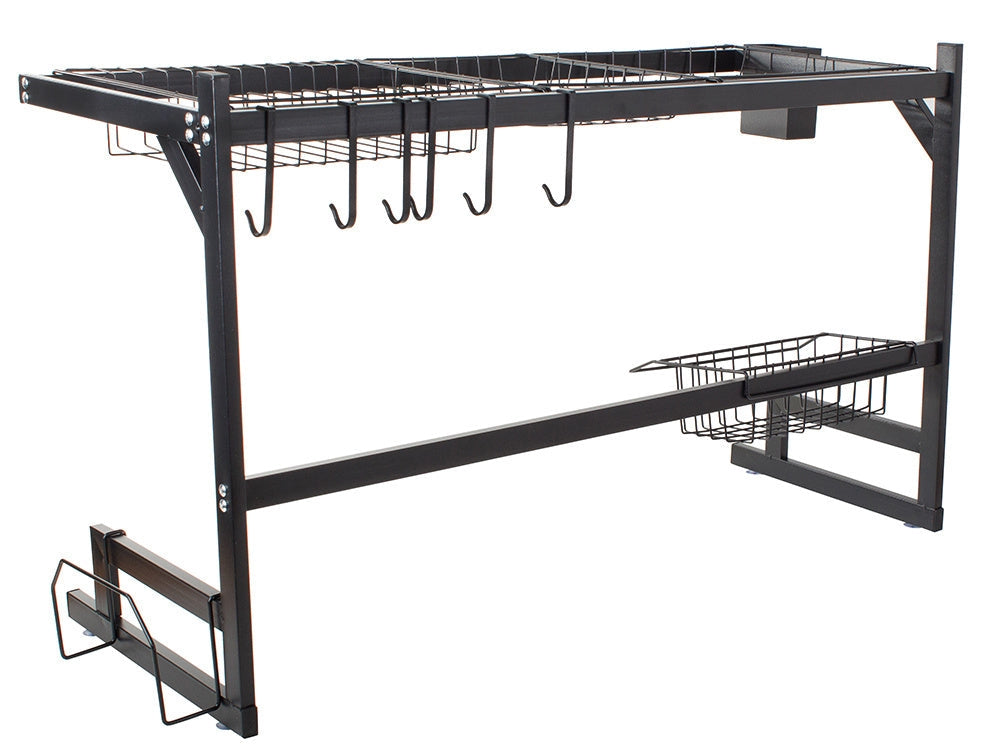 Diskställ över diskho med bestickhållare 6 krokar svart 85 cm