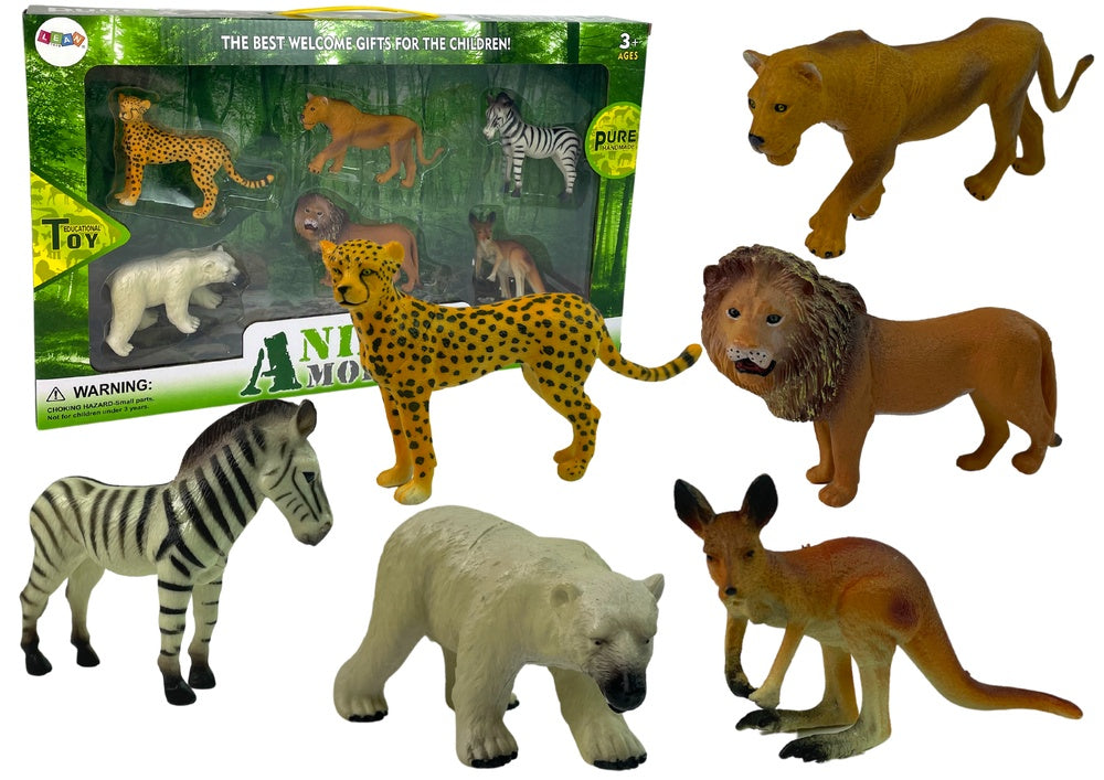 Djurfigurer set 6-pack afrikanska djur i hårdgummi, från 3 år
