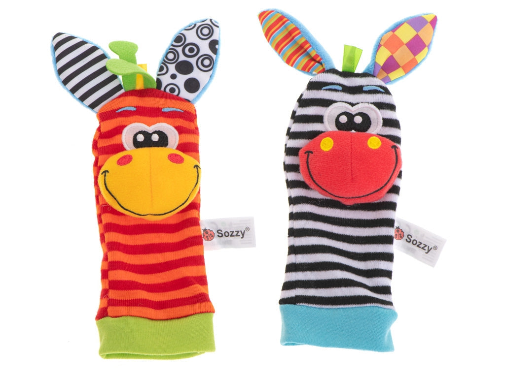 Djurstrumpor baby med skallra 2-pack mjuka polyester CE