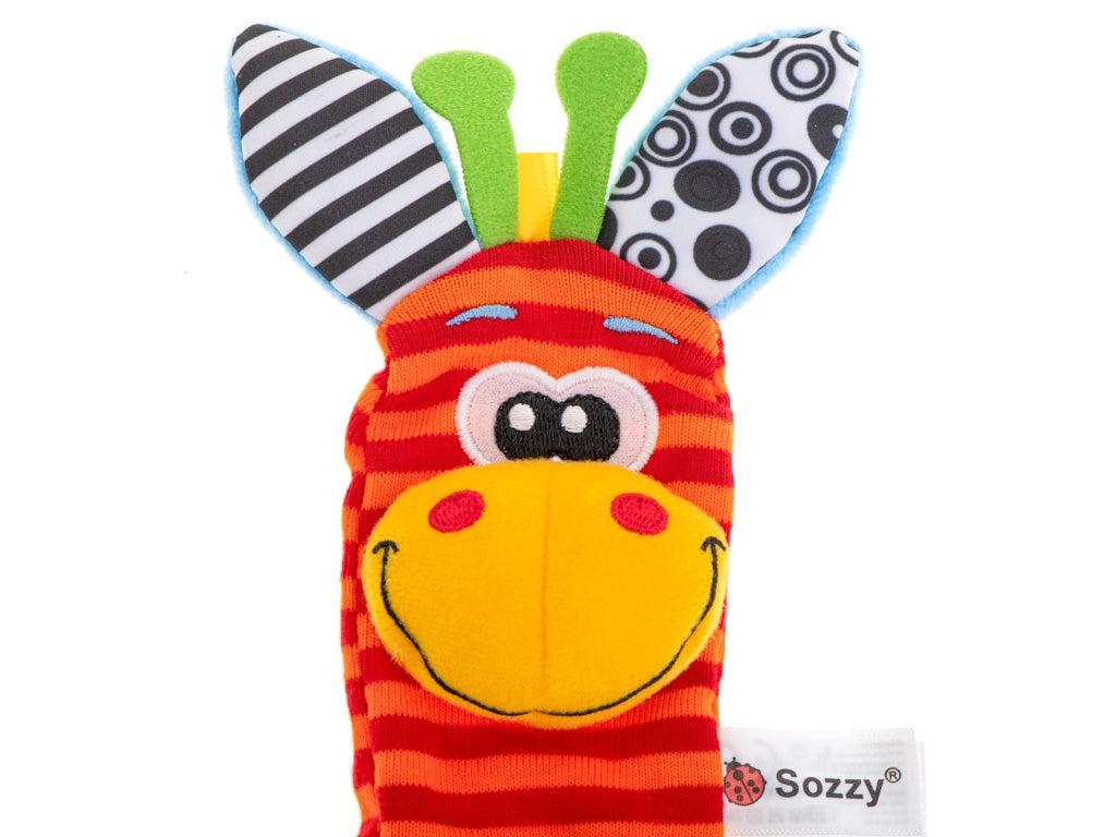 Djurstrumpor baby med skallra 2-pack mjuka polyester CE