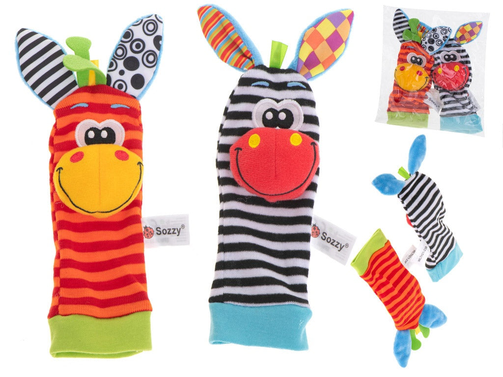 Djurstrumpor baby med skallra 2-pack mjuka polyester CE