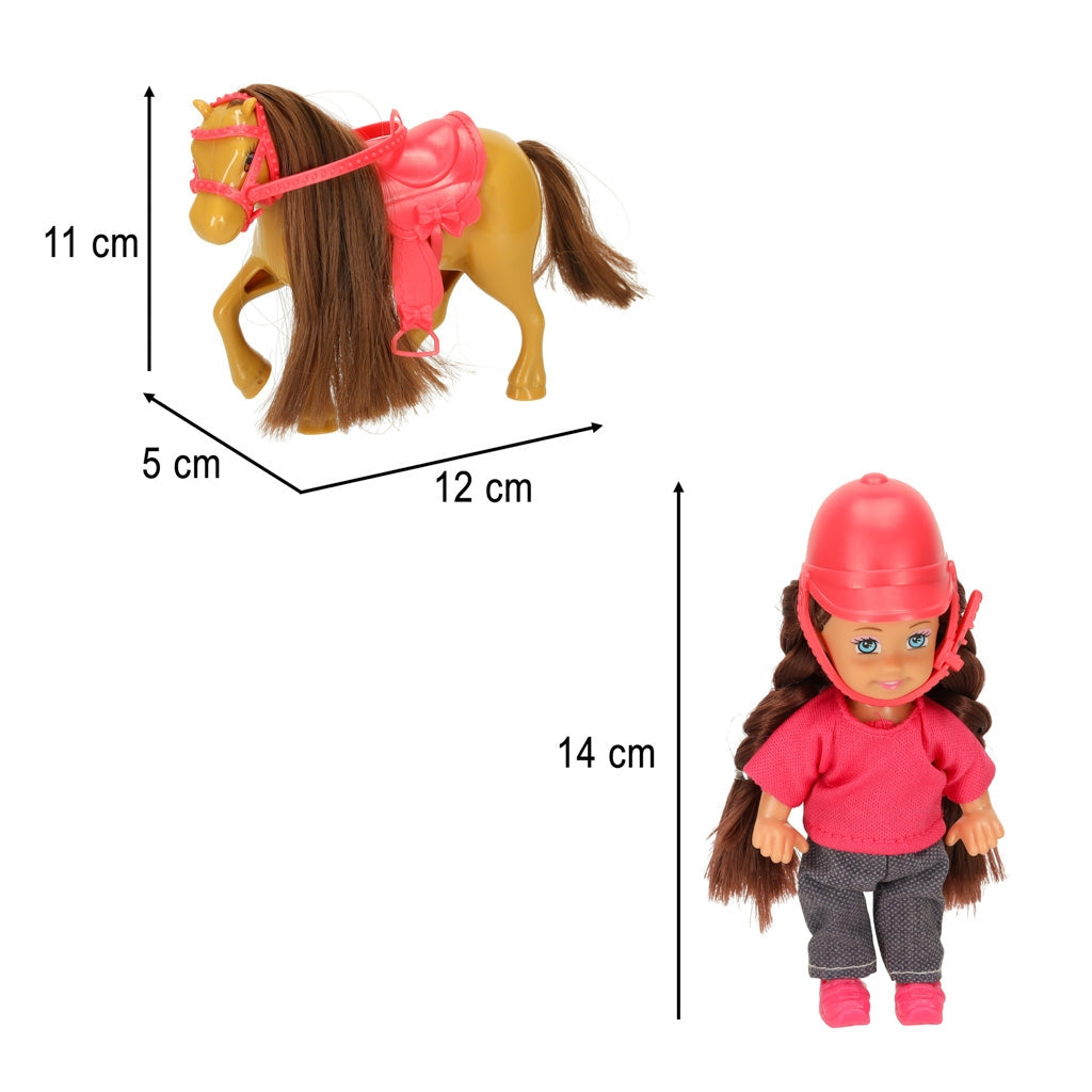 Dock- och ponnylekset 5 delar med sadel och träns, stylbart hår 3+