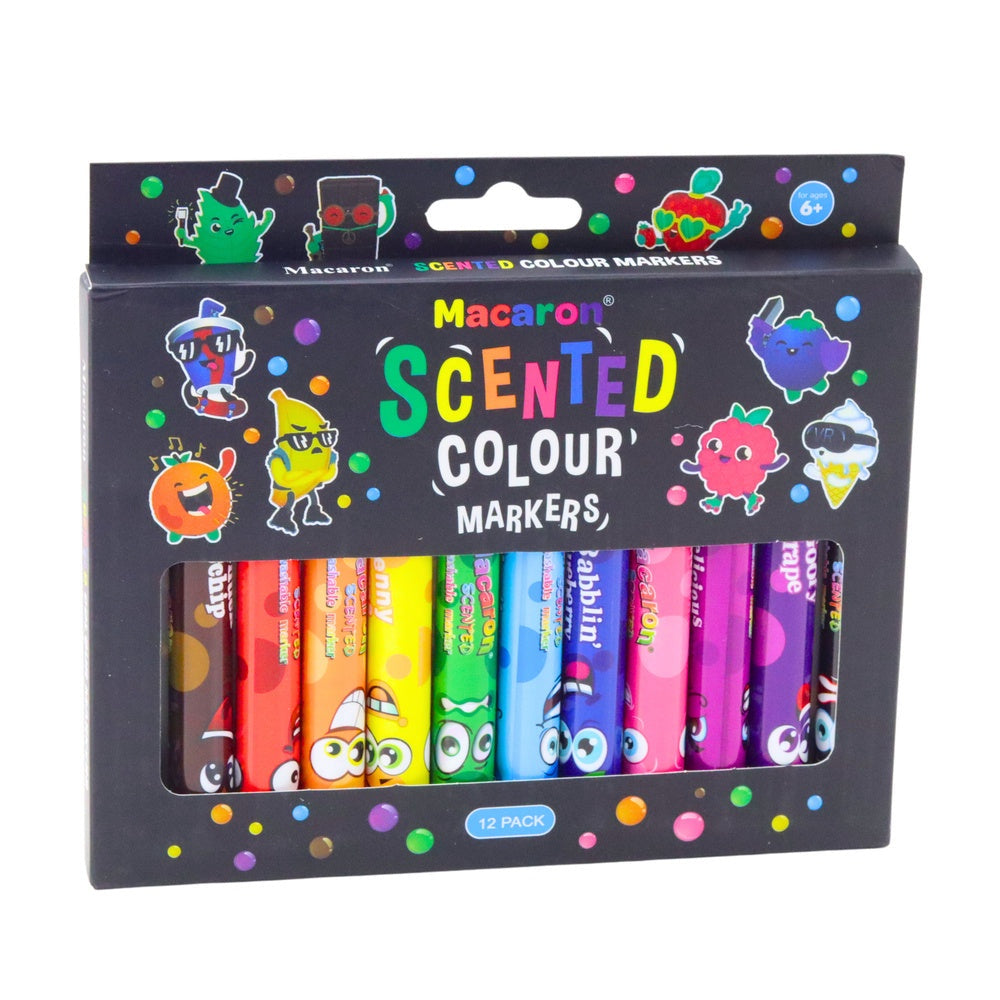 Doftande tuschpennor 12-pack vattenbaserat giftfritt bläck