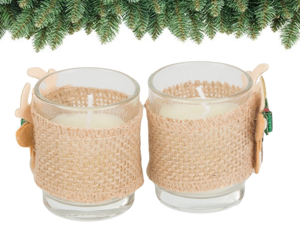 Doftljus i glas med renmotiv 2-pack brinntid ca 10 h 6x5 cm