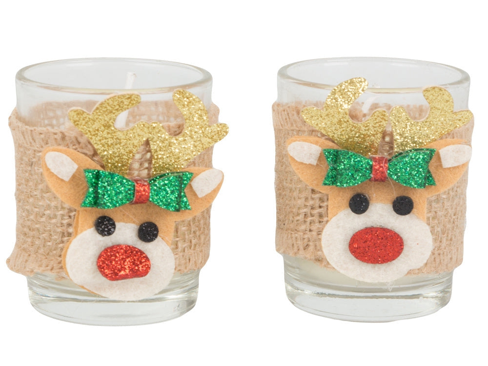 Doftljus i glas med renmotiv 2-pack brinntid ca 10 h 6x5 cm