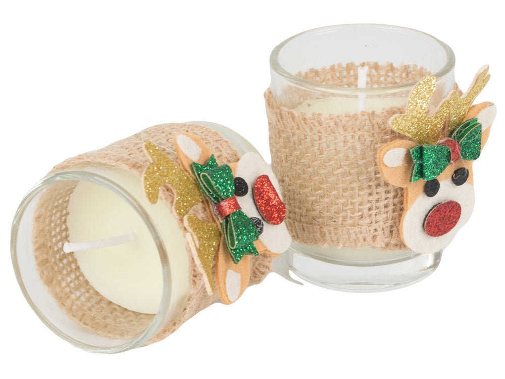 Doftljus i glas med renmotiv 2-pack brinntid ca 10 h 6x5 cm