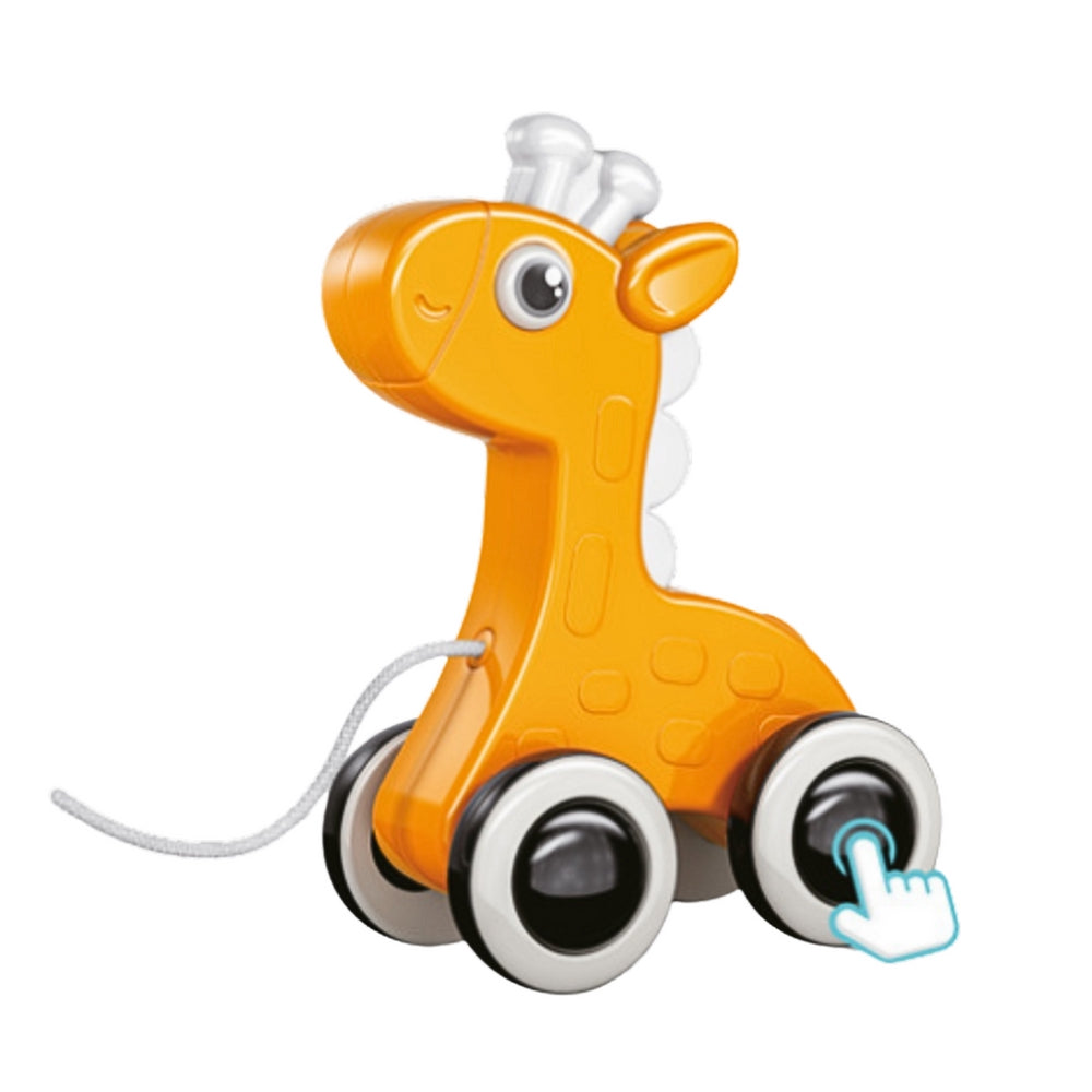 Dragleksak giraff gul med snöre och kvittrande hjul 18+ mån