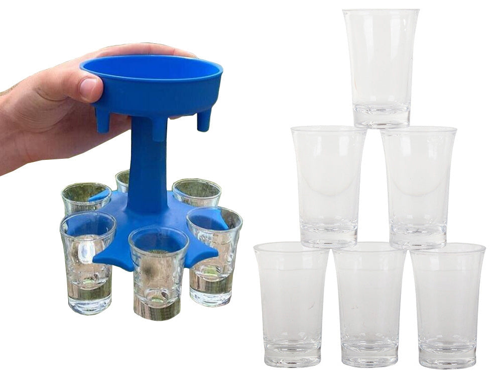 Dryckesdispenser med 6 shotglas 50 ml och hopfällbart stativ plast