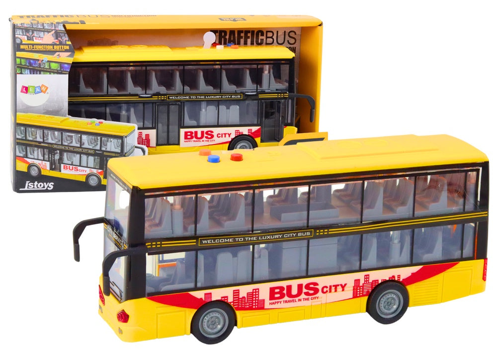 Dubbeldäckarbuss leksak 1:16 28 cm med ljus/ljud friktionsdrift