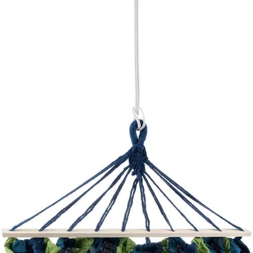 Dubbelhängmatta med träkors 150 kg 260x160 cm blå/grön