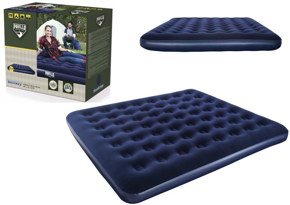 Dubbel luftmadrass 203x183x22 cm PVC med velour, coil-beam
