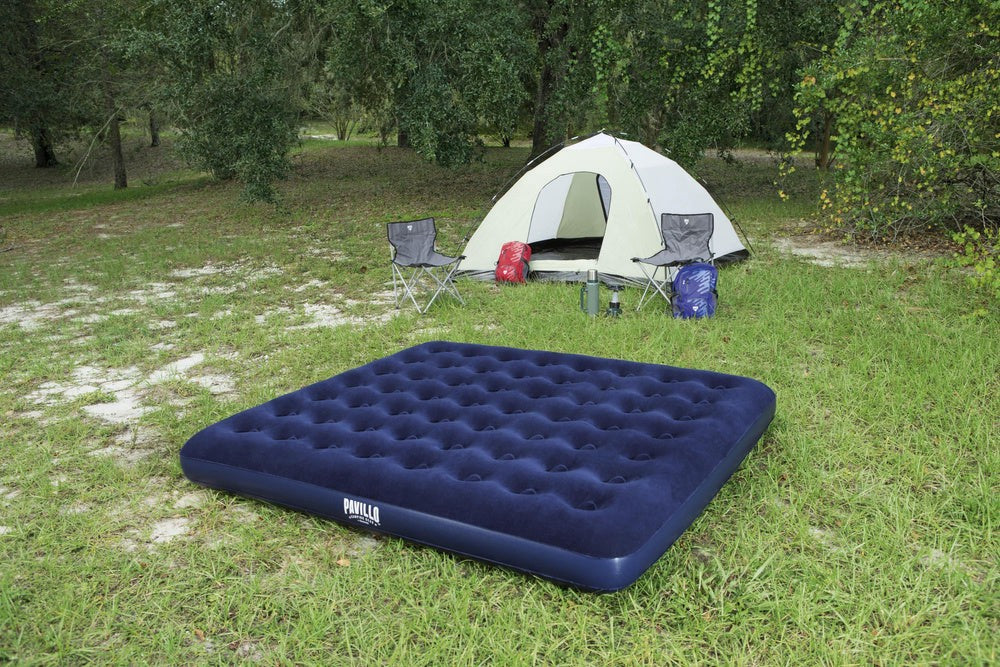 Dubbel luftmadrass 203x183x22 cm PVC med velour, coil-beam