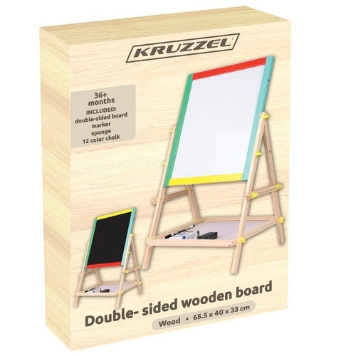 Dubbelsidig magnetisk barnritbräda med krita & whiteboard 65,5 cm