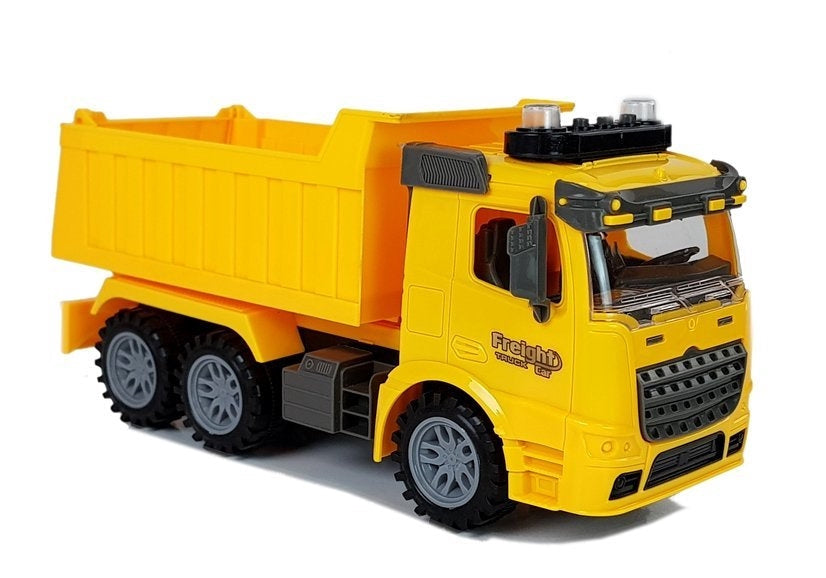 Dumper leksaksset 1:14 med friktionsdrift, ljus/ljud & trafikskyltar