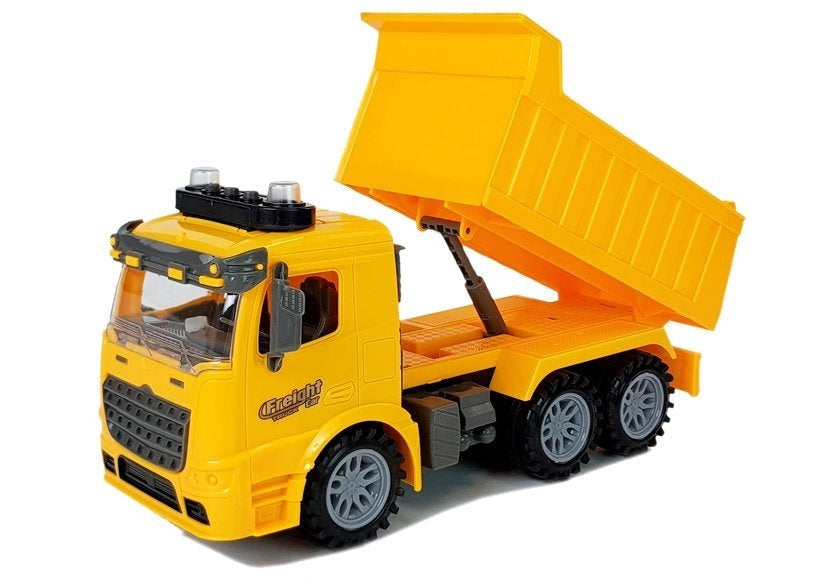 Dumper leksaksset 1:14 med friktionsdrift, ljus/ljud & trafikskyltar