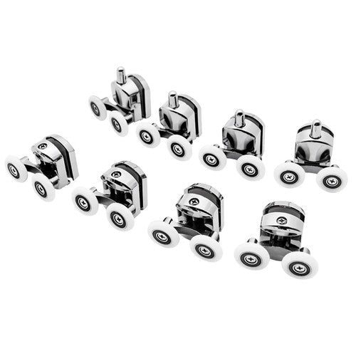 Duschkabinsrullar 23 mm set 8-pack dubbelrullar för glas 4-6 mm
