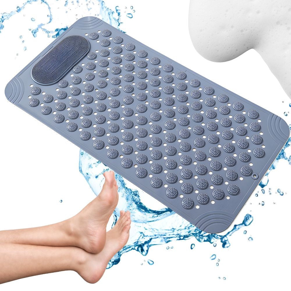 Duschmatta PVC grå 69x35,5 cm halkskydd sugkoppar massage/fottvätt