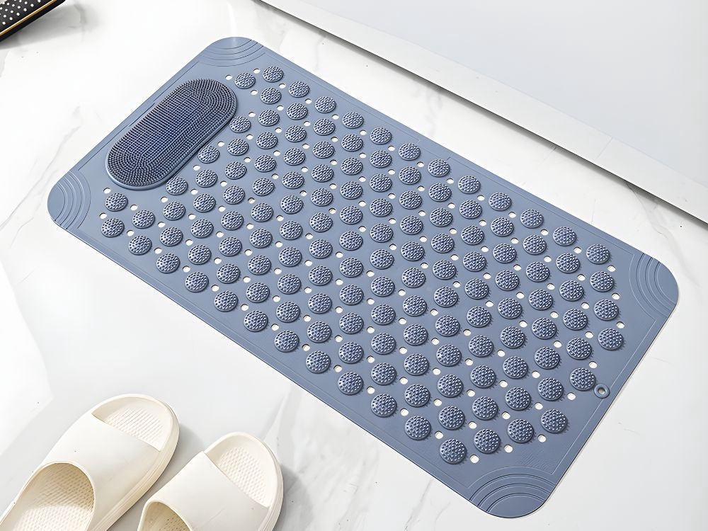 Duschmatta PVC grå 69x35,5 cm halkskydd sugkoppar massage/fottvätt