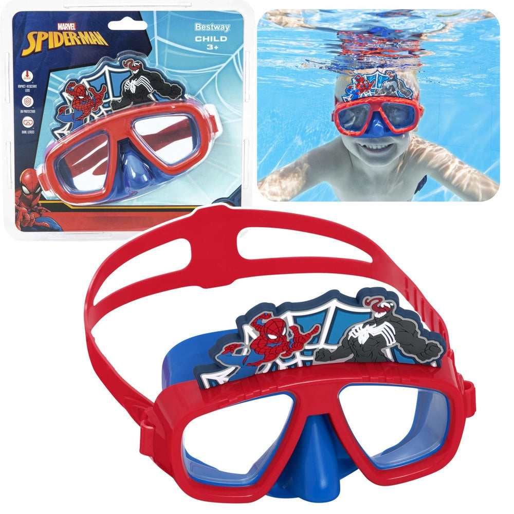 Dykmask barn Spiderman-tema plast/silikon justerbar rem modell 98023