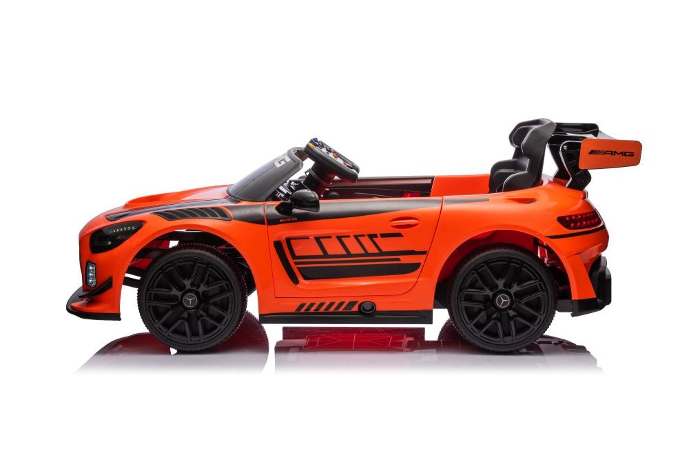 Elbil barn Mercedes AMG GT3 ride-on orange med fjärrkontroll 2.4G