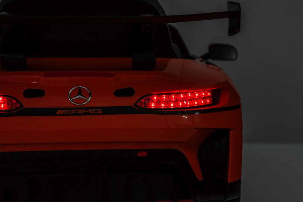 Elbil barn Mercedes AMG GT3 ride-on orange med fjärrkontroll 2.4G