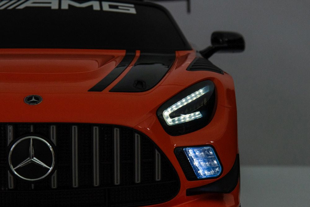 Elbil barn Mercedes AMG GT3 ride-on orange med fjärrkontroll 2.4G