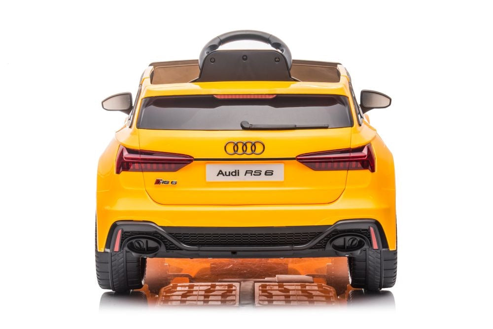 Elbil för barn Audi RS6 gul 12V fjärrkontroll 2x45W EVA-hjul