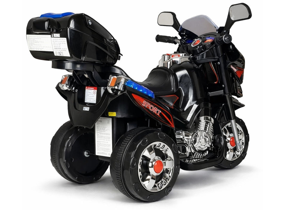 Eldriven barnmotorcykel 6V 4,5Ah 3-hjul LED 4 km/h svart 3+ år