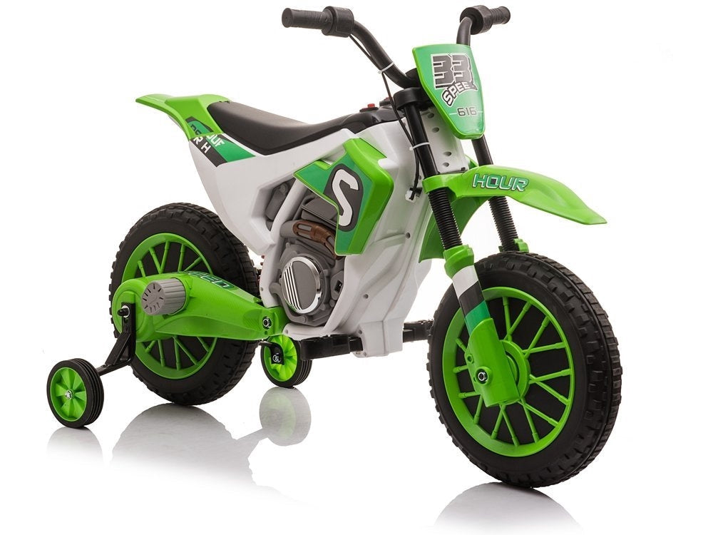 Elektrisk barnmotorcykel ride-on 12V 2x35W grön med fjärrkontroll
