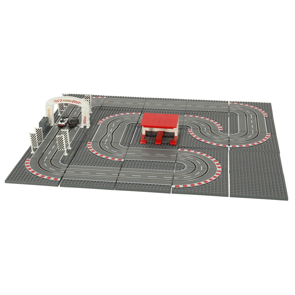 Elektrisk bilbana 64x64 cm med 2 bilar & 2 handkontroller, 49 delar