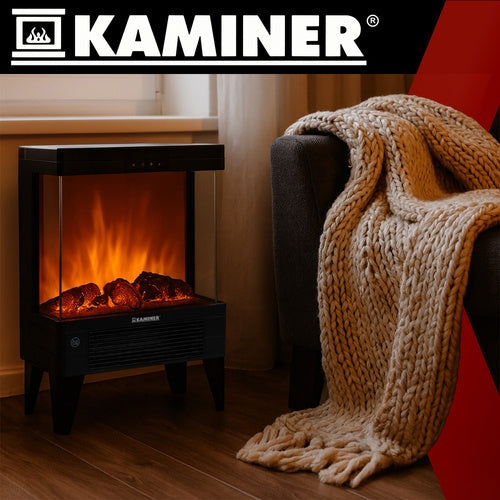 Elektrisk kamin 2000W med flammeffekt, fjärrkontroll & timer 1-12h