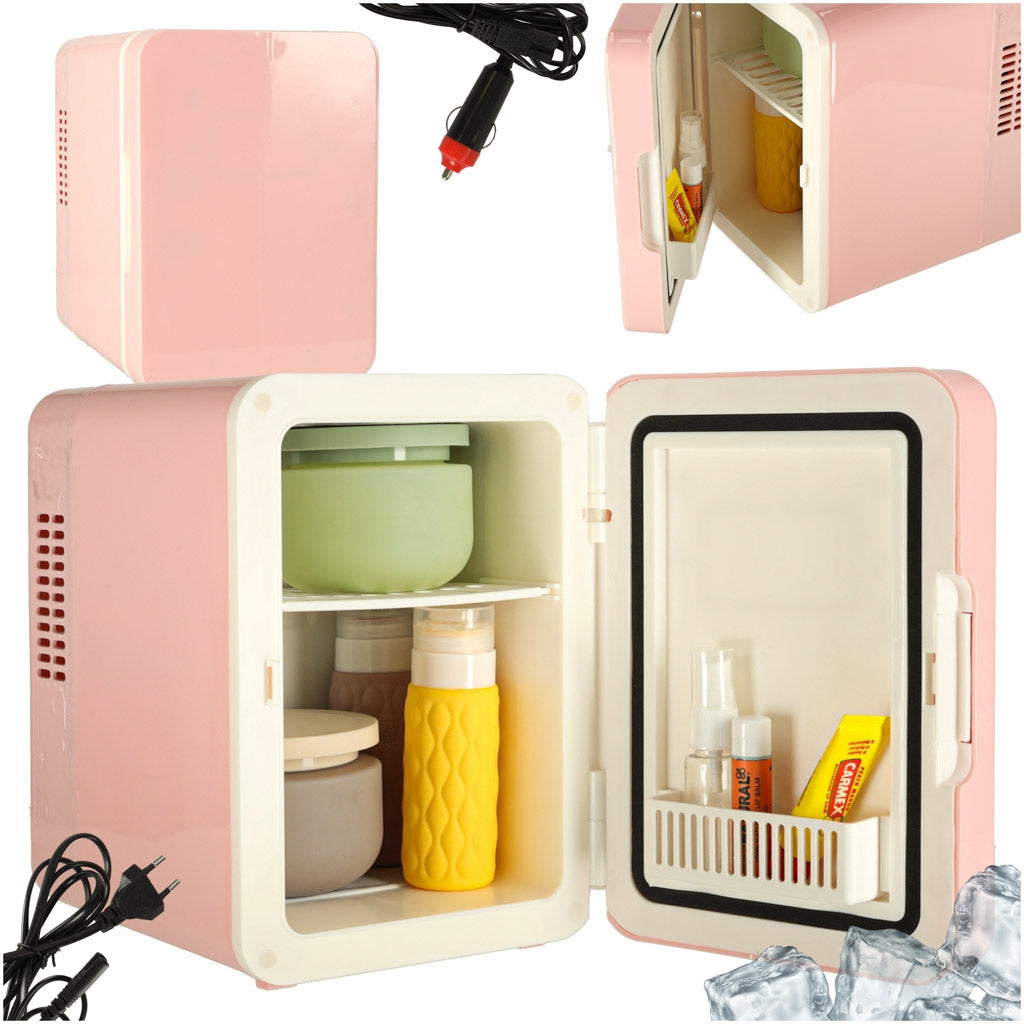 Elektrisk mini kylbox 4L kyl/värme 12V/230V portabel rosa