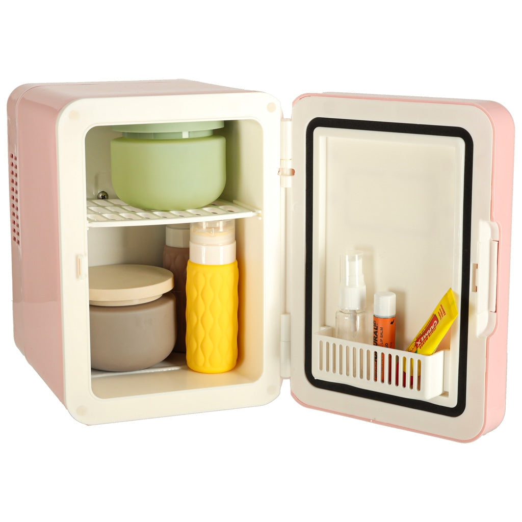Elektrisk mini kylbox 4L kyl/värme 12V/230V portabel rosa