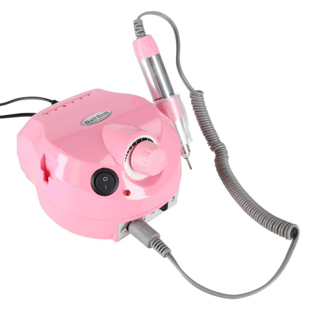 Elektrisk nagelfil 35 000 rpm med fotpedal, bits & slipband rosa