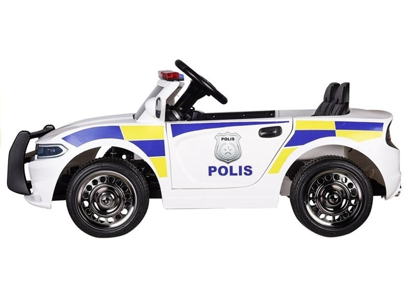 Elektrisk polisbil för barn 12V med fjärrkontroll, MP3/USB, EVA-hjul