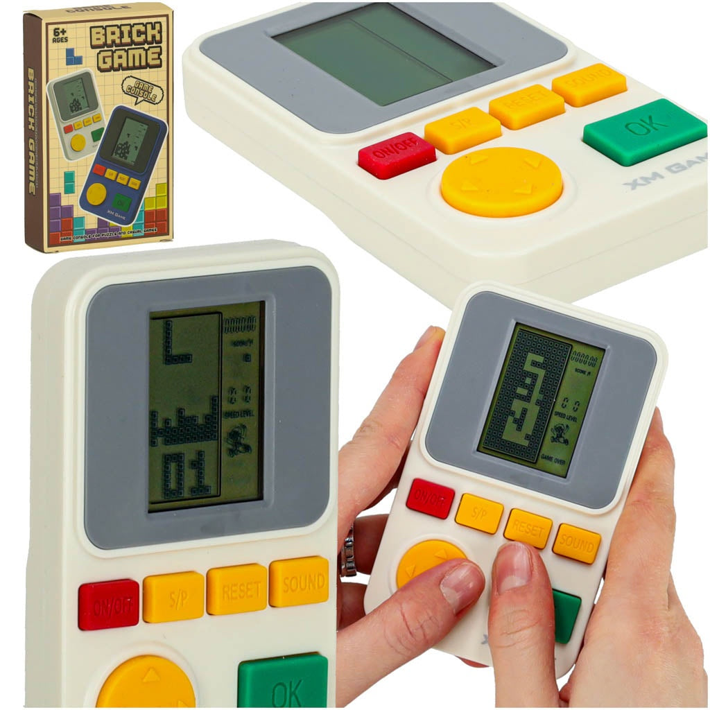 Elektronisk retro arkadkonsol blockspel i fickformat vit 6+ CE