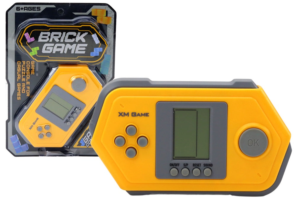 Elektroniskt Tetris Brick Game handhållen spelkonsol grå/gul