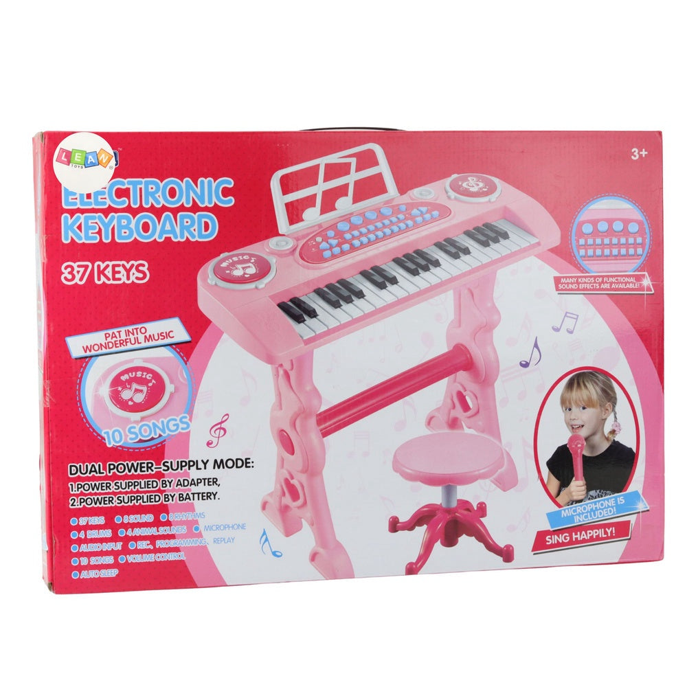 Elektroniskt barnpiano 37 tangenter med mikrofon och stol