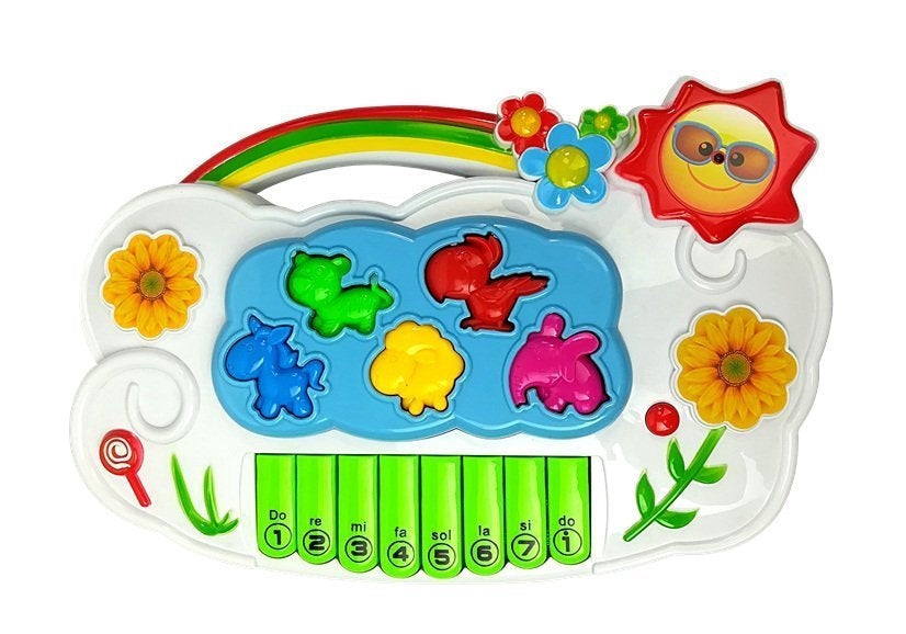 Elektroniskt barnpiano med mikrofon och djurfigurer, från 3 år