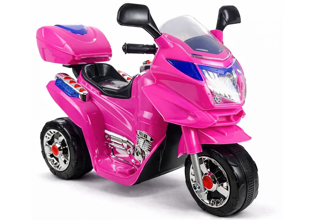 Elmotorcykel för barn 3+ rosa 6V 3-hjul LED 4 km/h