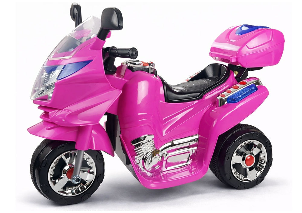 Elmotorcykel för barn 3+ rosa 6V 3-hjul LED 4 km/h