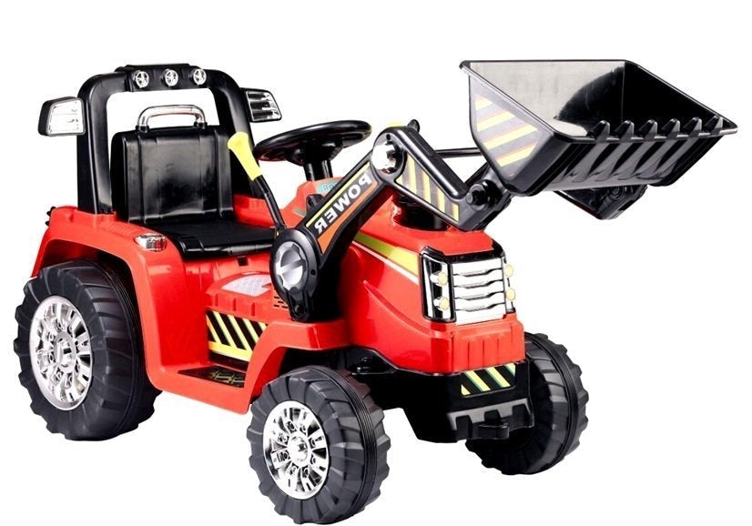Eltraktor för barn 12V med grävarm och 2.4G fjärrkontroll röd