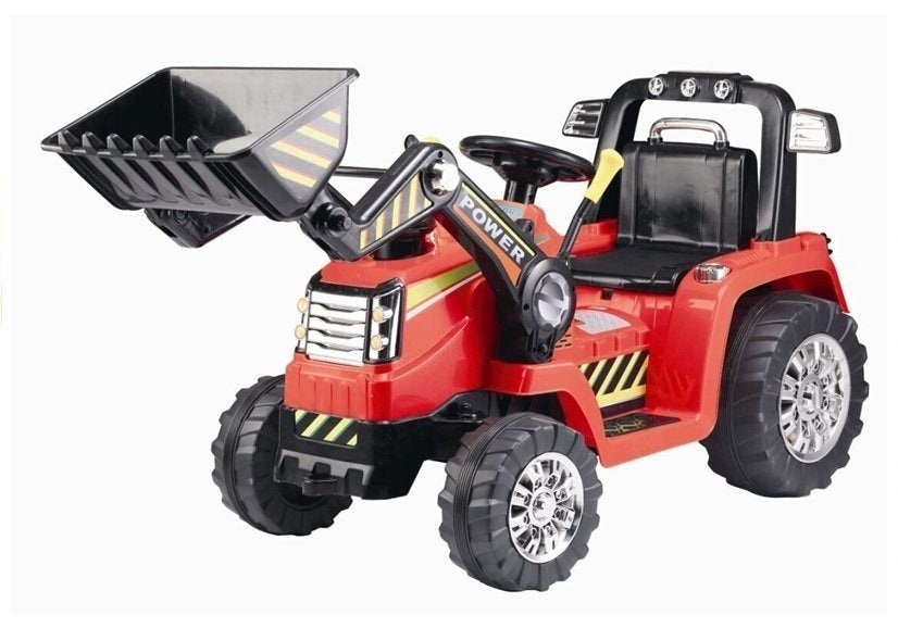 Eltraktor för barn 12V med grävarm och 2.4G fjärrkontroll röd