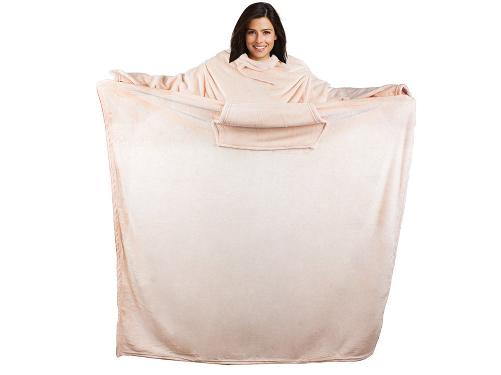 Filt med ärmar i fleece 200x140 cm beige universal storlek