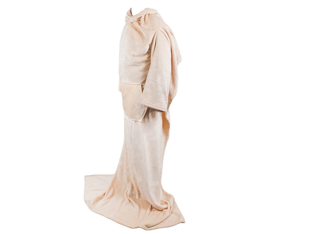 Filt med ärmar i fleece 200x140 cm beige universal storlek