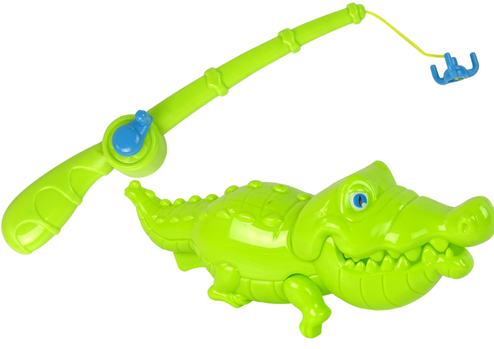 Fiskespel med fiskespö och rulle 11 delar, 9 fiskar + krokodil 3+