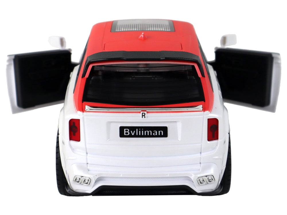 Fjärrstyrd RC-bil 1:20 med ljus/ljud, uppladdningsbart batteri, vit/röd